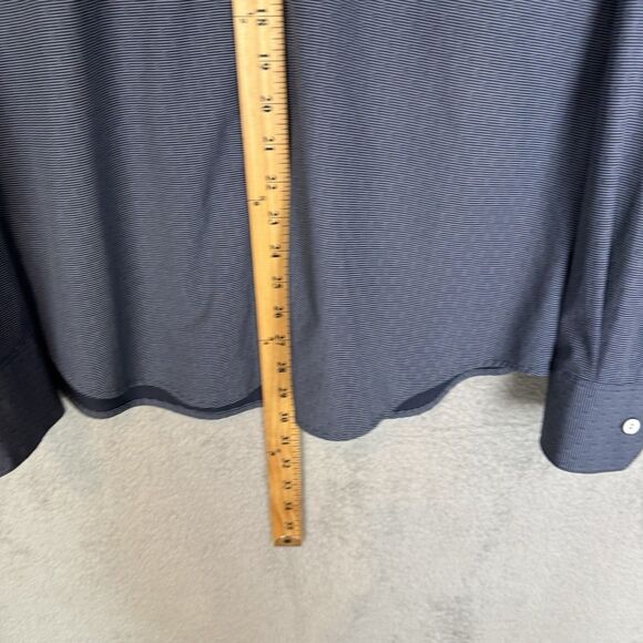 Mizzen Main Shirt Mens L Blue Button Up Long Sleeve Stretch Trim No Tuck Fit - Picture 6 of 8